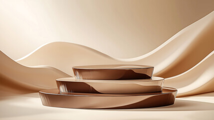 3D chocolatey podium design with ample space above.