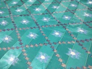 Flora, batik, micro dot cloth texture, gold, yellow, grey, blue, green, brown color natural...