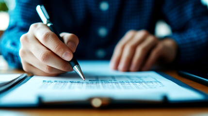 Loan advisor assisting clients with financial documentation in a modern office environment focus on professionalism and trust