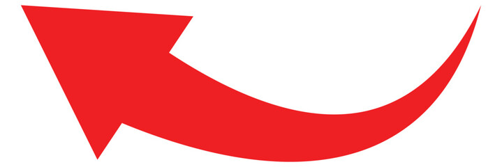 Long red curved arrow icon vector. Red long arrow vector. Flat style arrow icon isolated on a white background. Vector illustration.