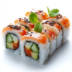 Delicious Salmon Sushi Rolls with Avocado and Cucumber