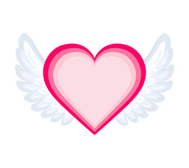 Heart with wings. Love symbol. Vector illustration. PNG with transparent background.