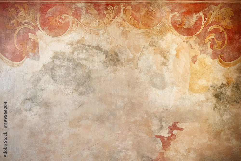 Poster ancient wall fresco. vintage ornament. slide background with space for text. background image. creat