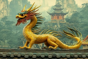 Fototapeta premium Green Snake in Wooden Frame - Generative AI. Beautiful simple AI generated image