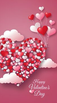 3D Heart Balloons Valentine's Illustration