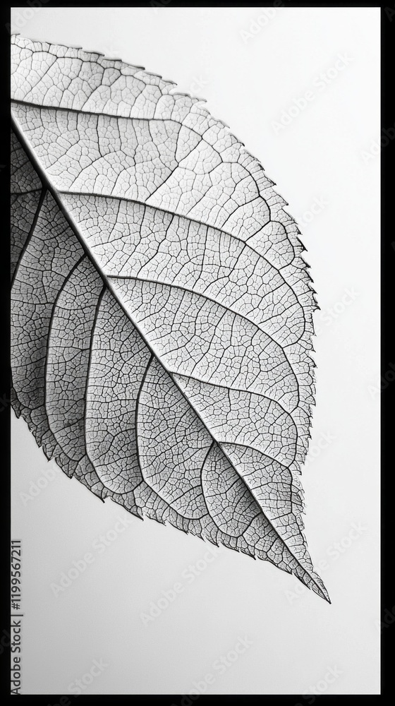 Poster delicate patterns of a leaf's veins emerge against a stark background, revealing the artistry of nat