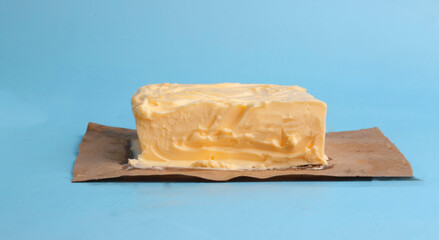 butter on a blue background