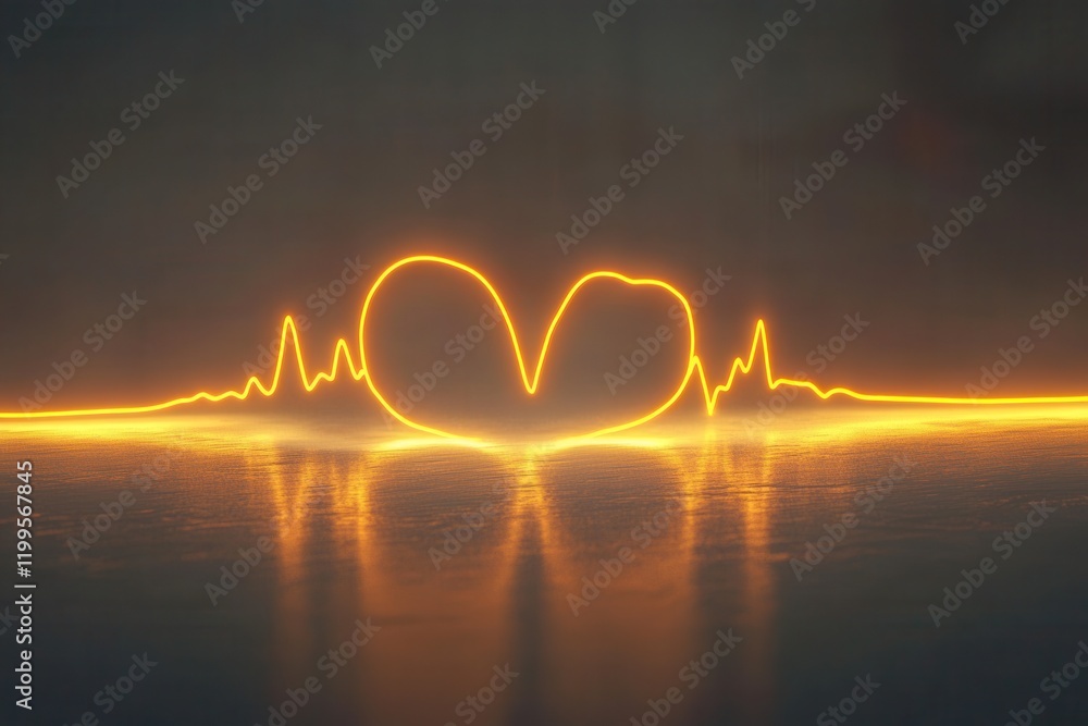 Poster heart monitor vector graphic isolated on background with vibrant lines representing heartbeat and gr