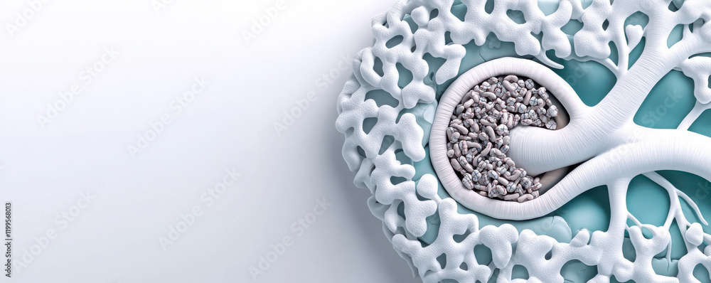 Aufkleber abstract illustration of cell structures, featuring intricate patterns and a central nucleus, convey