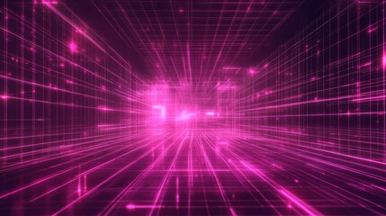digital grid matrix abstract illustration magenta violet neon color palette, data visualization website banner