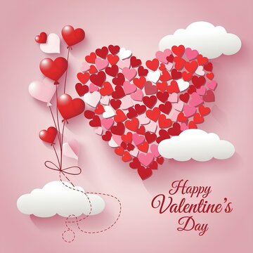 Festive Valentine's Balloons and Heart Shapes
