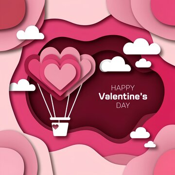 Happy Valentine's Day with Heart Balloons