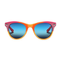 Colorful cat-eye sunglasses with gradient frames and reflective lenses isolated on transparent background png