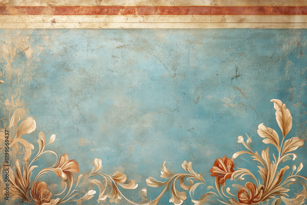 Poster ancient wall fresco. vintage ornament. slide background with space for text. background image. creat