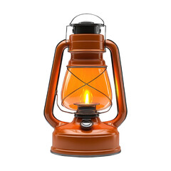 Vintage orange lantern with warm glow set against transparent background png