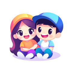 Joyful interaction between two cartoon characters creative studio digital art friendly environment close-up view childhood fun