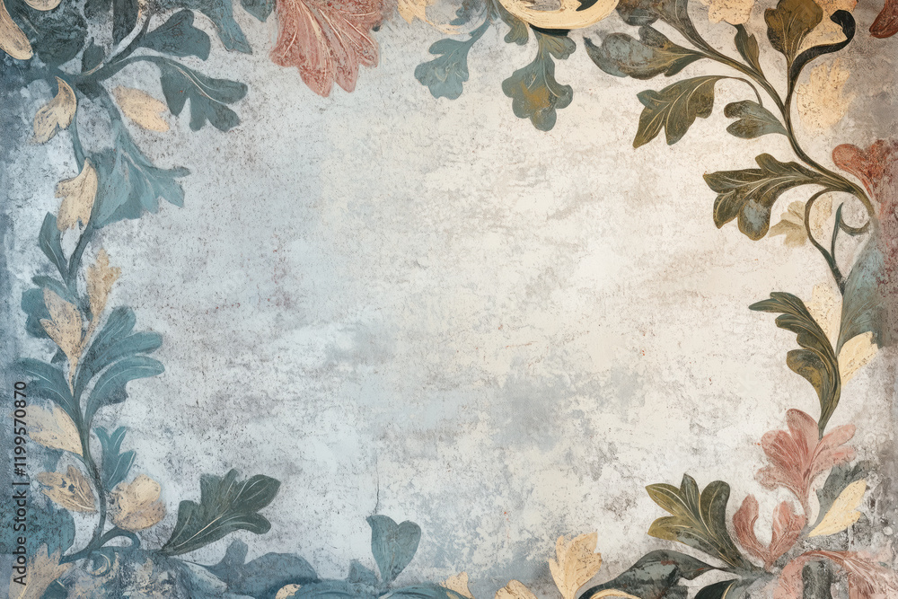 Poster ancient wall fresco. vintage ornament. slide background with space for text. background image. creat