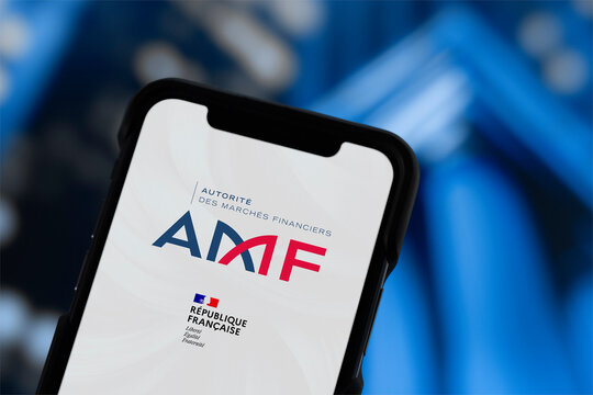 Guilherand-Granges, France - January 16, 2025. The Autorit&eacute; des March&eacute;s Financiers (AMF) regulates France's financial markets, ensuring transparency, investor protection, and market integrity.