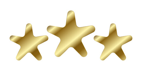 Obraz premium Set of three luxury stars with five eages bright on white background, icon, star symbol, shape, object, star element, a premuim star icon concept vector, illustration