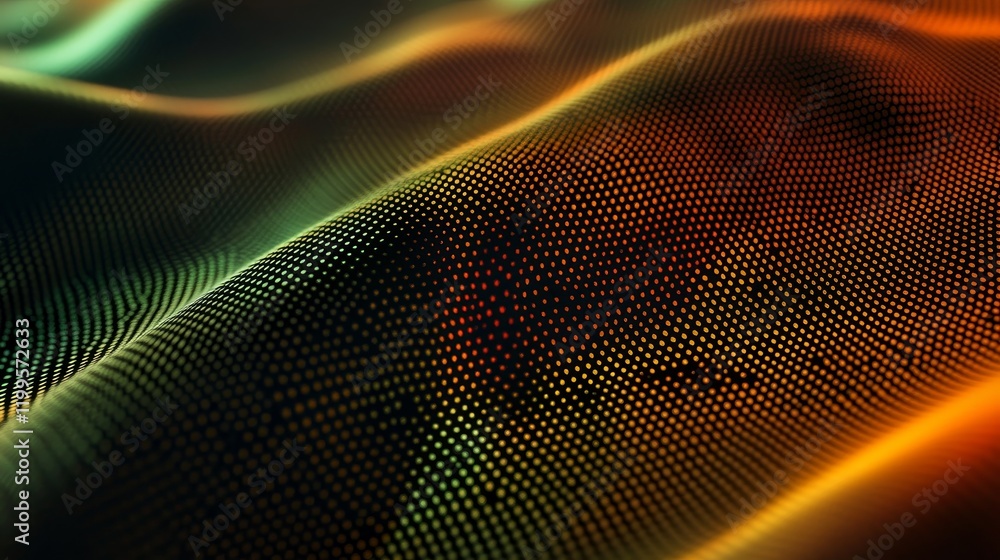 Poster glowing abstract wave of data points. digital technology, ai, and big data concept.