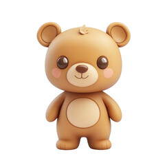 Obraz premium Adorable Brown Bear Cub 3D Render: A charming, cartoonish 3D rendering of a brown bear cub, showcasing a sweet and cuddly demeanor. Perfect for children's products, websites.