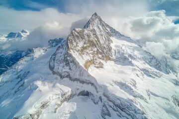 Obraz premium Mountain Climbing copy-space, conquering challenging slopes, epitomizing the thrill of mountaineering, sport, and adventure. Beautiful simple AI generated image