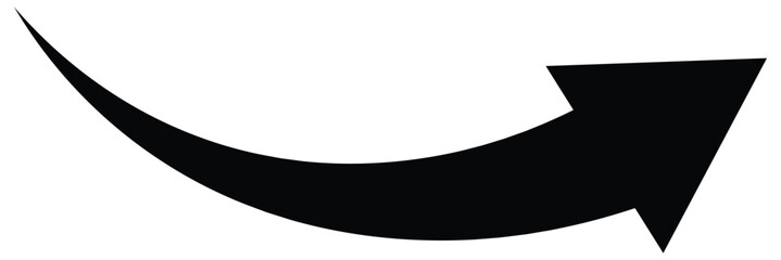 Long curve arrow icon. Long arrow. Curved arrow icon isolated on white background. Red long curve arrow icon vector illustration.