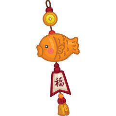 a vector of a chinese charm with fish