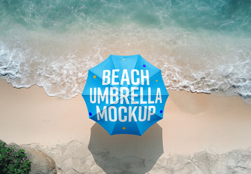  Sun Beach Umbrella Mockup: Perfect for Outdoor Branding and Design Display Generated with AI