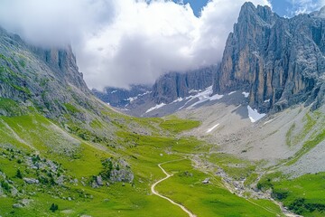 Mountain Explorer - Traveler with Backpack Adventure. Beautiful simple AI generated image