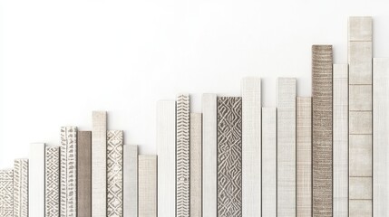Obraz premium A bar chart with patterns, textile industry data, textile-inspired textures, neutral colors, isolated on white background 