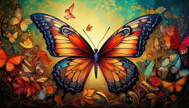 A colourful, butterfly themed background.