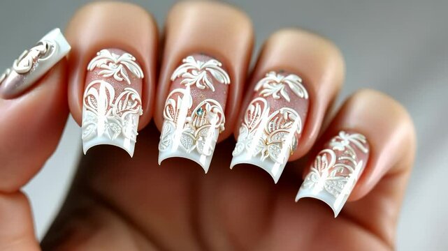 Design refinement - presenting the finesse of nail art through creative details, modern trends, stylish expressions, blending craftsmanship with elegance for captivating, polished appearance.