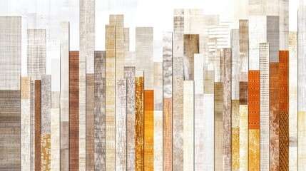 A bar chart with patterns, textile industry data, textile-inspired textures, neutral colors, isolated on white background 