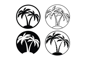 Minimalist Palm Icons Set | Hand-Drawn Tropical Line Art Vector