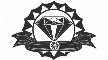 Exclusive Benefits Black and White Diamond Icon on Sparkling Background