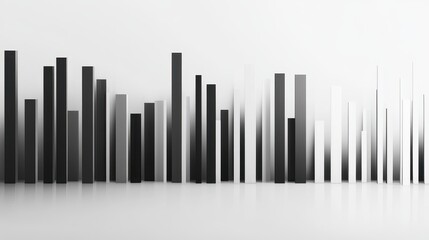 Obraz premium A bar chart with shadows, 3D effect, professional style, grey and white tones, isolated on white background. 