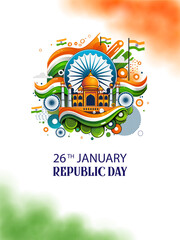 Happy Republic Day of India tricolor background for 26 January