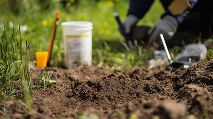 Field research of soil samples being collected for environmental analysis and studies.