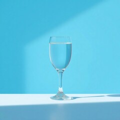 Crystal Glass on a Sky-Blue Horizon