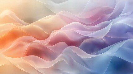 Obraz premium Abstract flowing waves with soft colors, orange, blue, pink, and white, Generated AI