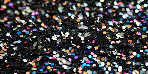 A close-up of confetti scattered on a table during a celebration, adding a festive touch.