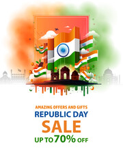 Happy Republic Day of India tricolor background for 26 January