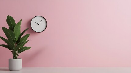 Minimalist Wall Clock on Pastel White Background in 3D