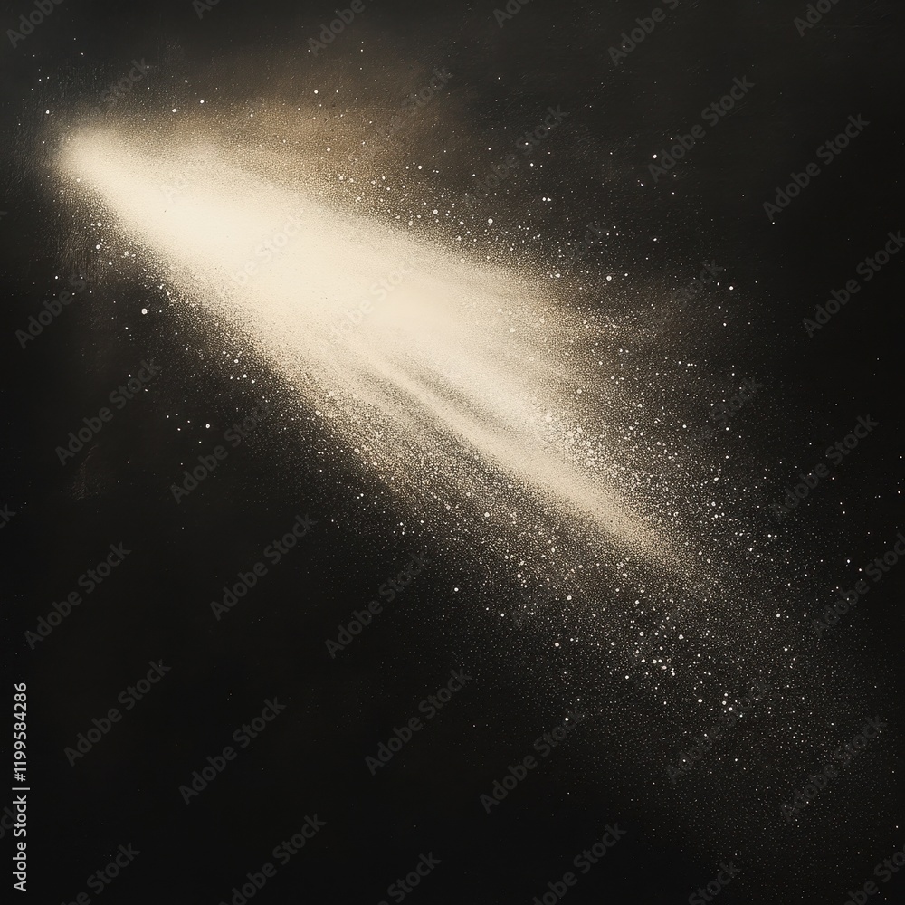 Poster a dynamic burst of white powder against a dark background, creating an ethereal, cosmic effect resem