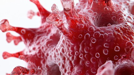 Fototapeta premium A close-up photorealistic image of a virus surface, highly textured, scientifically accurate, isolated on white background.
