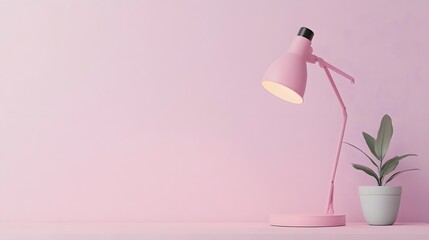 Softly Glowing Pastel Lavender Desk Lamp in Minimalist Workspace