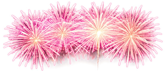 pink fireworks explosion with gold accents on a transparent background