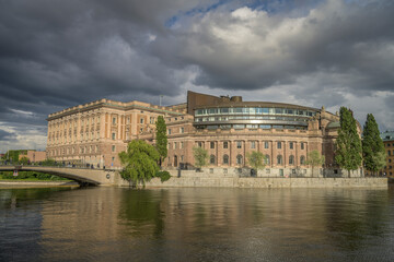 Fototapeta premium Reichstag Riksdagshuset, Altstadt Gamla stan, Stockholm, Schweden