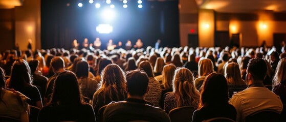 View from the back of an audience at a professional event.